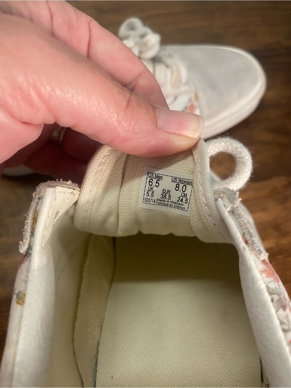 Vans - Classic Low-Top Floral Canvas, Light Grey Suede Sneakers - Womens size 8 - Picture 6 of 16